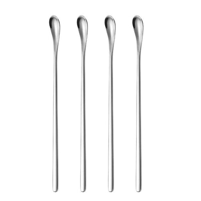 Delove Long Stainless Steel Cocktail Stirrers Stir Cocktail Drink Swizzle Stick Beverage Coffee Stirring Spoon- Mixing Spoon- Tiny Salt Condiment