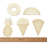 Elecrelive 25pcs Natural Unfinished Wooden Cutouts Ornaments Watermelon Ice Cream Pizza Pineapple Doughnut Blank Wood Slice Pieces for DIY Art Crafts EEE ELECRELIVE