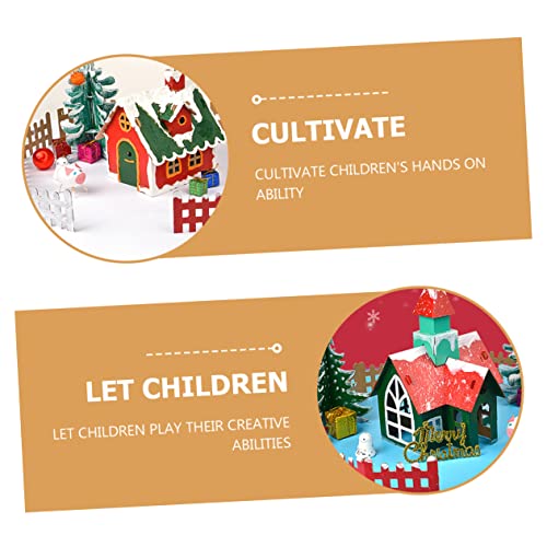 Toyvian 5 Sets Christmas Cookie House 3D Gingerbread House Cardboard City House Unfinished Xmas House Xmas Homemade Hut Wooden Christmas Village Toyvian