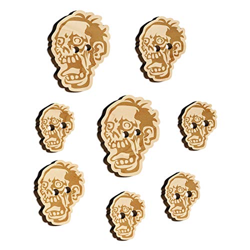 Zombie Undead Creepy Head Wood Buttons for Sewing Knitting Crochet DIY Craft - Various Sizes (8pcs) - WoodArtSupply