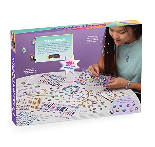 Craft-tastic — DIY Charmtopia — Craft Kit — Fun & Easy DIY Puffy Sticker Charms — Includes Materials to Design Bracelets, Necklaces, Hair Pins, Rings - WoodArtSupply