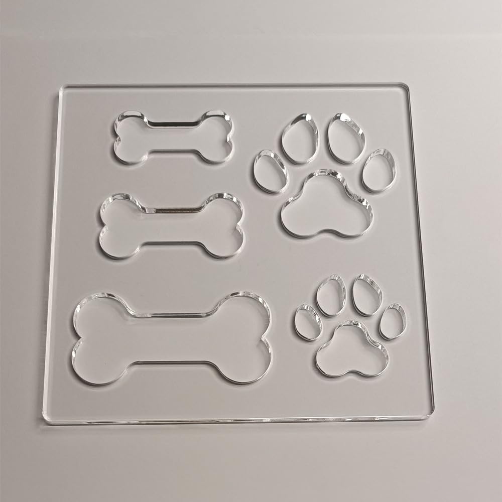 Paw Print Template,Dog Bone&Paw Inlay Acrylic Router Template,Clear Acrylic Template,Acrylic Router Template (7.75x7.75") Yuxuanish