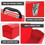 BIG RED ATB212R Torin 19" Steel Portable Tool Box Hip Roof Style Tool Box Organizer with Metal Latch Closure and Removable Storage Tray, Red BIG RED