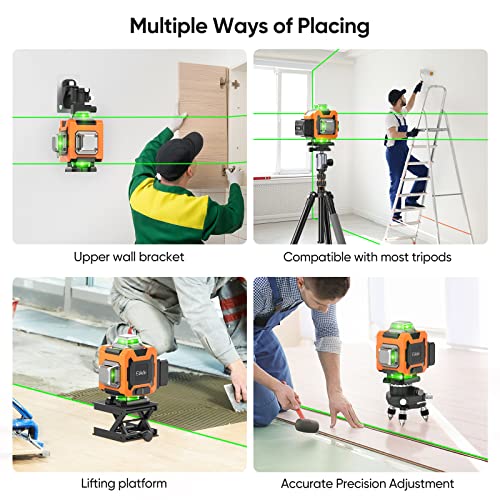 Laser Level, Elikliv 4D Laser Level 360 Self Leveling, 200Ft Green Laser Level Lines Tool, 4x360° Cross Line Laser for Construction and Picture Elikliv