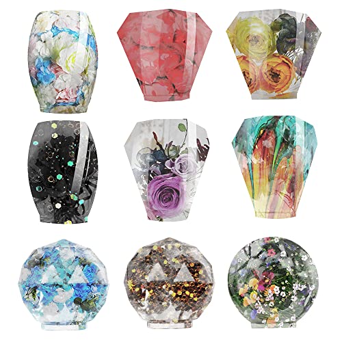 JOFAVIU 15 Pcs Resin Wine Bottle Stoppers Molds Set, Wine Stopper Silicone Molds for Epoxy Resin, Stopper Epoxy Resin Silicone Molds Set Kits (5 Jiofaviu