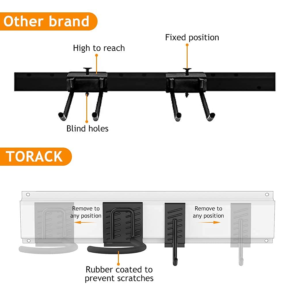 TORACK Bike Storage Rack, 6 Bike Racks & 5 Hooks for Garage, Wall Mount Vertical Bicycles Hanger for Home Space Saving, up to 600lbs, 64-inch - WoodArtSupply