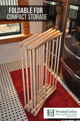 Medium Wooden Clothes Drying Rack-Folding, Heavy Duty, Free Standing-Portable Garment Laundry Dryer-Collapsible Clothing Hanging Racks by Benson Benson Wood Products