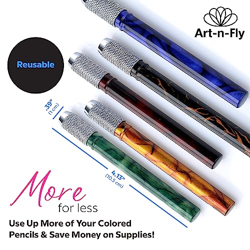 Art-n-Fly Pencil Extenders Set of 5 Pencil Lengthener for Color Pencils Art-n-Fly