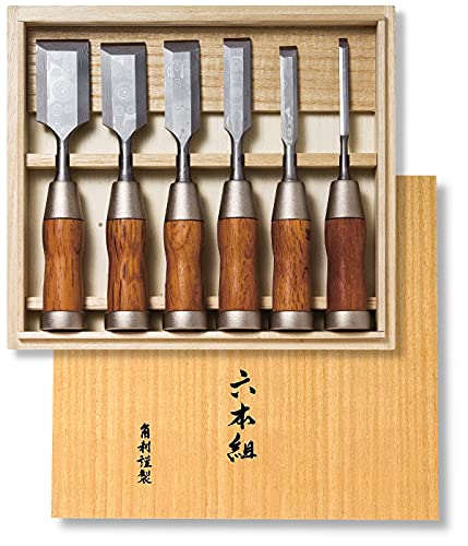 Japanese Damascus Hybrid Chisels 6-Piece Set KAKURI