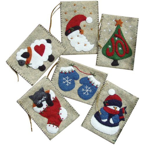 Rachel's Of Greenfield Gift Bag Ornaments Sewing Kit, 3"x4" Set of Six - WoodArtSupply