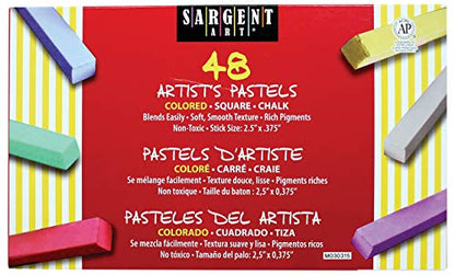 Sargent Art 22-4148 Colored Square Chalk Pastels, 48 Count - WoodArtSupply