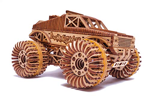 Wood Trick 3D Wooden Monster Pickup Truck Puzzle - Build & Race Up to 20 Feet! - WoodArtSupply