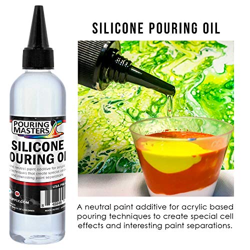 U.S. Art Supply Silicone Pouring Oil - 6-Ounce - 100% Silicone for Dramatic Cell Creation in Acrylic Paint U.S. Art Supply