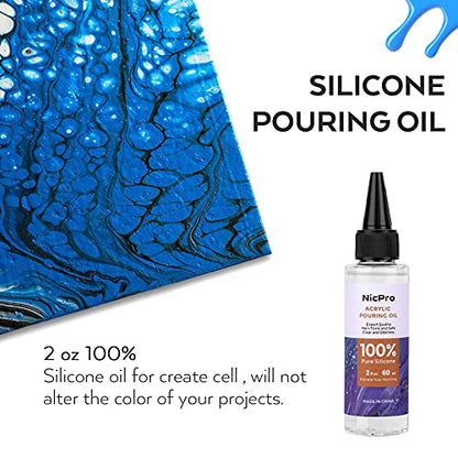 Nicpro 14 Colors 8.45oz Acrylic Pour Paint Supplies Kit, Large Volume Premixed High Flow Painting Bulk Set with Canvas, Wood Natural Slices, Pouring - WoodArtSupply