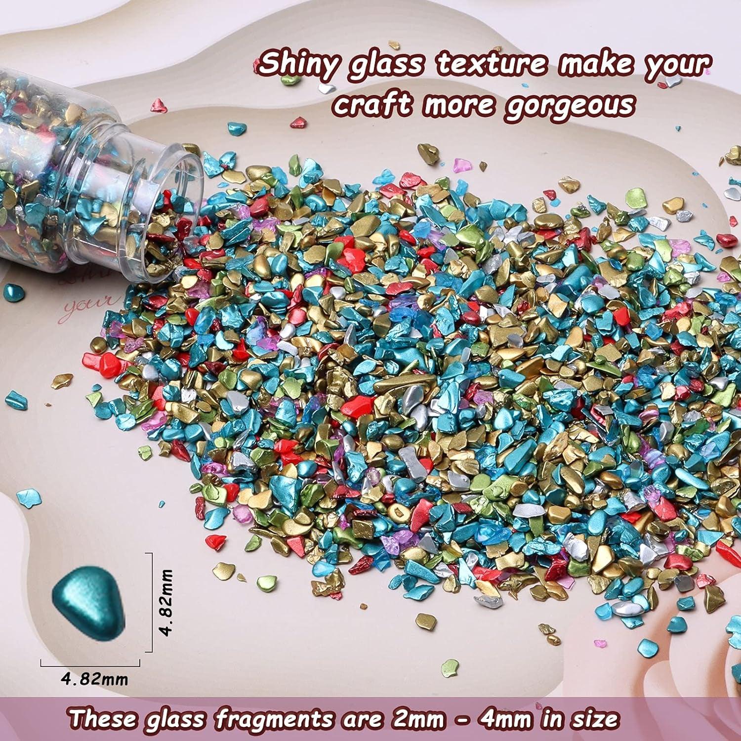 Crushed Glass Irregular Glass Stone Chips Sprinkles Chunky 2-4Mm Craft Glitter for Resin Nail Arts Craft DIY Vase Filler Epoxy Resin Mold Scrapbooking Jewelry Making Decoration - WoodArtSupply