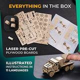 UGEARS Military Truck 3D Puzzle - Wooden Model Kit for Adults to Build - Mechanical Model Truck Car Making Kit - 3D Jigsaw Puzzle Wood Off-Road Car - UGEARS