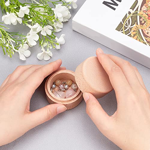 FINGERINSPIRE 3pcs 2x1.6 Inch Mini Round Wooden Box Small Storage Wooden Box Wedding Ring Jewelry Boxes DIY Storage Trinket Bearer Container Case - WoodArtSupply