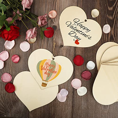 Large Size 7" Wooden Mothers Day Heart Oanging,DIY Blank Unfinished Wood Ornament for Crafts Hanging,Father's Thanksgiving Halloween Christmas Sophena