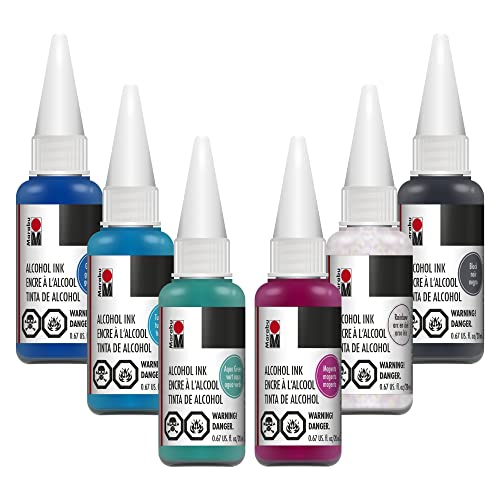 Marabu Alcohol Ink for Epoxy Resin - 6 Classic Colors Alcohol Ink Set - Vibrant and Versatile Alcohol Inks for Resin Art, Tumblers, Alcohol Paint Marabu