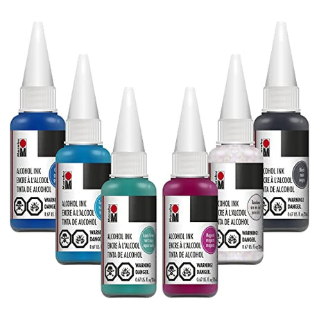 Marabu Alcohol Ink for Epoxy Resin - 6 Classic Colors Alcohol Ink Set - Vibrant and Versatile Alcohol Inks for Resin Art, Tumblers, Alcohol Paint Marabu