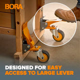 BORA Heavy Duty Workbench 4-Caster Set for Workshop Mobility, Swivel, Locking 155 pound Non-marking Rubber 3-inch Wheels, Total Weight Capacity of Bora