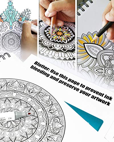 Mandalas II Adult Coloring Book - Features 50 Original Hand Drawn Designs Printed on Artist Quality Paper, Hardback Covers, Spiral Binding,