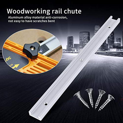 Heayzoki T-Slot Track,400mm Aluminum Alloy T-Track T-Slot Track with Self-Taping Screws for Woodworking,Aluminum T-Slot Woodworking Tool for Radial