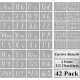 Letter Stencils for Painting on Wood - 42 Pack Large Alphabet Stencil Templates with Numbers and Signs, Reusable Letters and Numbers Stencils in 2 REOLAN