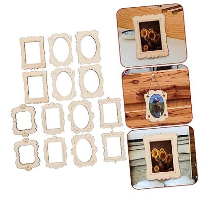 Anneome 40pcs Photo Frame Wedding Picture Frame Wedding Accessories Tablescape Decor Picture Frame Painting Craft Kit Wooden Picture Craft Frame