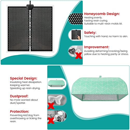 Resin Heating Mat with Cover Timer, Fast Resin Curing Mat, Epoxy Heater Silicone Heat Pad Drying Machine - WoodArtSupply