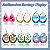 SHUANGART 194 Pcs Sublimation Blank Superfine Glitter Faux Leather Earrings Kit, Chunky Glitter Teardrop Leather Earrings with Sublimation Paper for ROORUZ