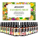Fruity Essential Oils Set - TOP 14 Fragrance Oil for Diffusers, Candle Making Includes Strawberry, Apple, Pineapple, Cucumber Melon, Cherry, Mango, Aeshory