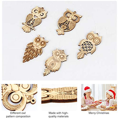 VOSAREA 25pcs Unfinished Wood Owl Crafts Wood Cartoon Animal Cutouts Slices Ornament Gift Tag DIY Embellishment for Wedding Birthday Party Decor