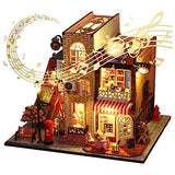 DIY Miniature Dollhouse Kit, Book Nook Kit Tiny House Model with LED Music Box, 3D Wooden Puzzle for Adults, Self-Assembly Bookend Building Set Hallisun