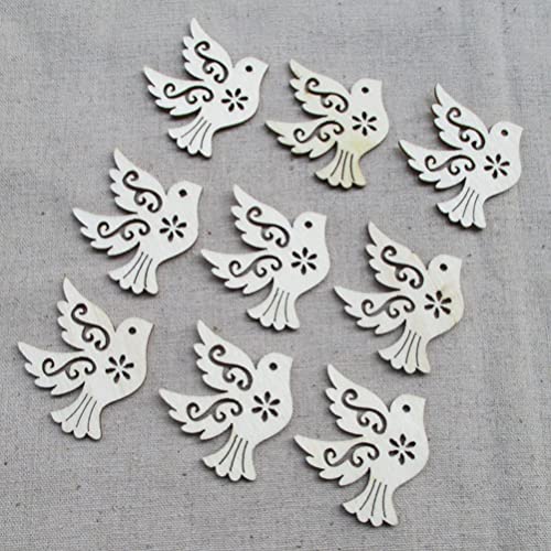 SEWACC 20pcs Wooden Birds Slices Unfinished Wood Pigeon Cutouts Animals Ornaments Wood Cartoon Pieces Embellishments Slices Decoration for DIY Crafts