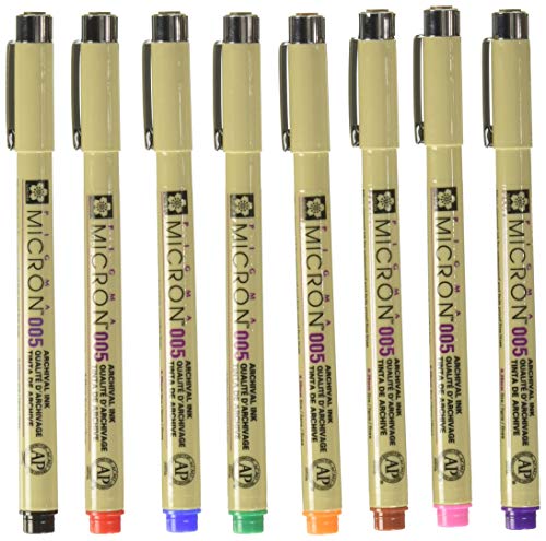 Sakura Pigma Micron 005 8 Color Set Water Based Pigment for Illustration - WoodArtSupply