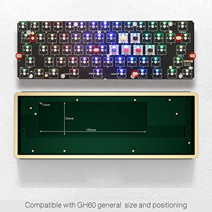 DRAOZA GK61 Custom DIY Gaming Mechanical Keyboard Kit, Aluminum Metal CNC Shell, RGB Hot Swap 3pin/5pin Switch, Programmable Triple Mode Bluetooth - WoodArtSupply