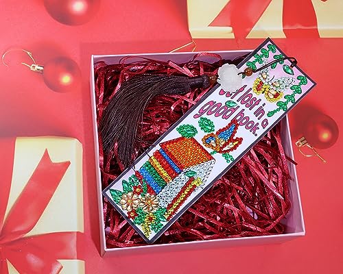 Diamond Painting Bookmarks Penta Angel PU Leather Resin Rhinestone Art Book Marker with Tassel Painting Tool Kit for Book Reader Adults Kids Home PENTA ANGEL