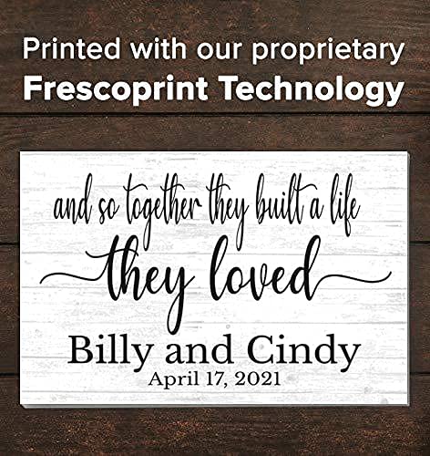 And So Together They Built a Life They Loved Sign Custom Wedding Gift - SOLID WOOD - Anniversary, Wedding, Couples Gift Idea 16in x 10.5in x .75in Broad Bay