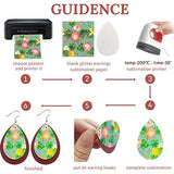 SHUANGART 194 Pcs Sublimation Blank Sparkly Glitter Faux Leather Earrings Kit, Blank Vivid Shiny Solid Pattern Earrings with Sublimation Paper for ROORUZ
