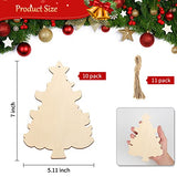 Large Size 7inch Wooden Christmas Ornaments to Paint 10PCS, DIY Blank Unfinished Wood Ornament for Crafts Hanging Decorations, Beige Christmas Tree Sophena