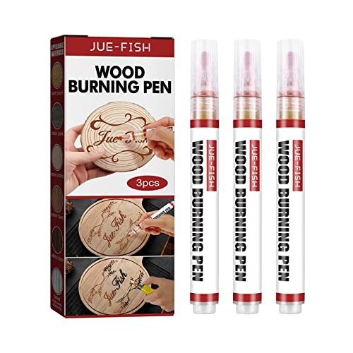 DHliIQQ Scorch Pen Marker - Wood Burning Pen, Chemical Heat Sensitive Marker for Wood and Crafts - Versatile Kit with Fine Round Tip, Bullet Tip and DHliIQQ