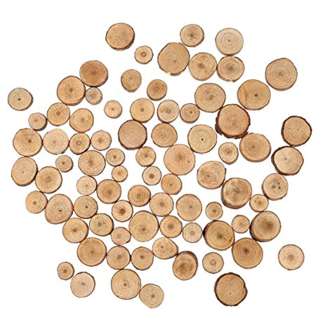 VICASKY Natural Wood Pieces 100Pcs Unfinished Small Wood Slices DIY Crafts 1.5-3cm Round Wooden Slices Circles Reminder Calendar Tags Arts Decor for VICASKY