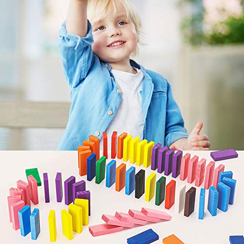 BigOtters Super Domino Blocks, 360PCS Bulk Domino Start Kit 12 Colorful Wooden Domino Blocks Educational Racing Game for Kids Birthday Party Favor BigOtters