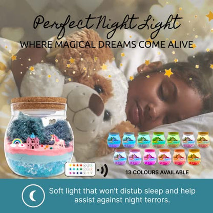 Unicorn Light Up Terrarium Kit for Kids I DIY Unicorn Toys Craft Kits for Kids I Terrarium Jar Night Light for Kids Crystal Growing Kit I Unicorn