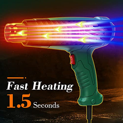 Heat Gun, 1800W Heavy Duty Hot Air Gun Kit Dual Temperature Settings 572℉~932℉ (300℃-500℃), Durable&Overload Protection, with 4 Nozzles for Crafts,