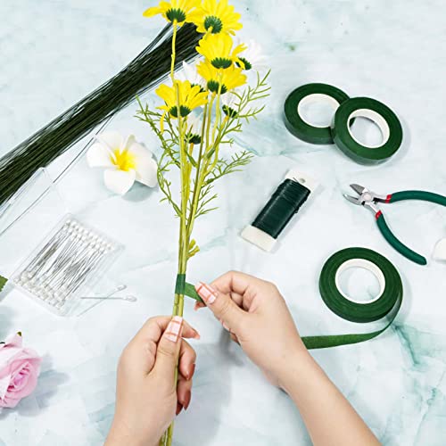 PAXCOO Floral Arrangement Kit with Green Tape and Wire, Boutonniere Flower pin, Wire Cutter for Wreath Making Supplies - WoodArtSupply