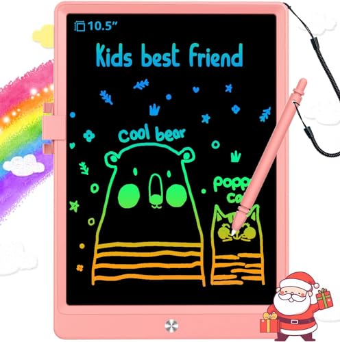 LCD Writing Tablet Doodle Board,10.5 inch Colorful Electronic Drawing Pads,Travel Gifts for Kids Ages 3 4 5 6 7 8 Year Old Girls Boys (Pink) BUKEBU