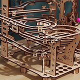 Wooden Marble Run Kit - 3D Puzzle Wood Colored Balls Run Stepped Hoist with 3-Stepped Lift Mechanism - Kinetic DIY Marble Run Wooden Puzzle ROEOLNIL