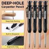 Enhon 57 Pcs Carpenter Pencils Set, Construction Pencils with Sharpener and 52 Refills, Deep Hole Mechanical Carpenter Pencil Set with Retractable Enhon